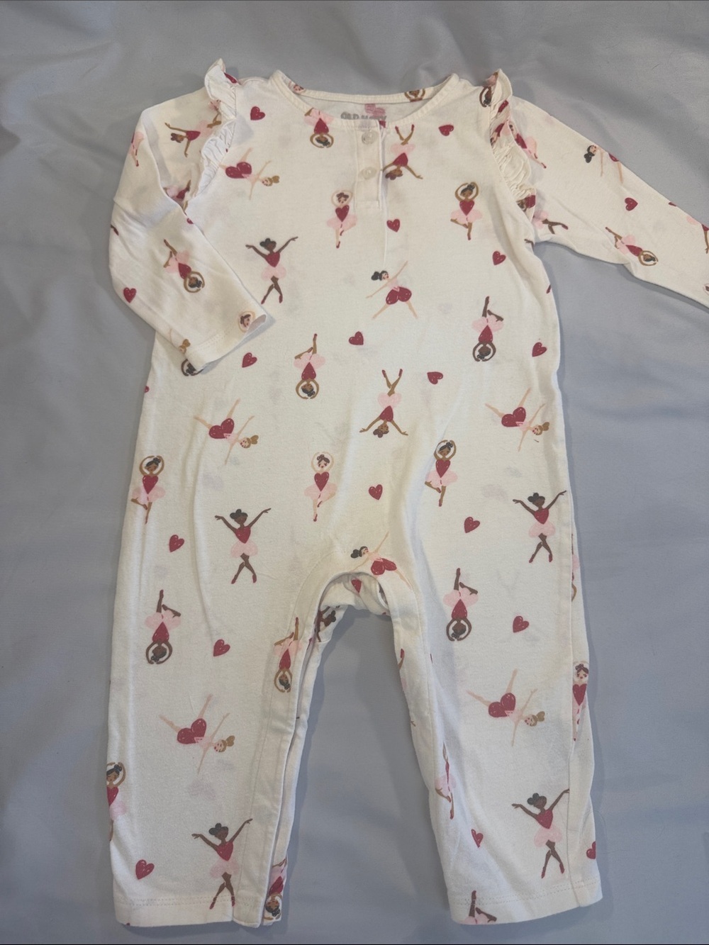 Old Navy White Romper with Pink Ballerina Print